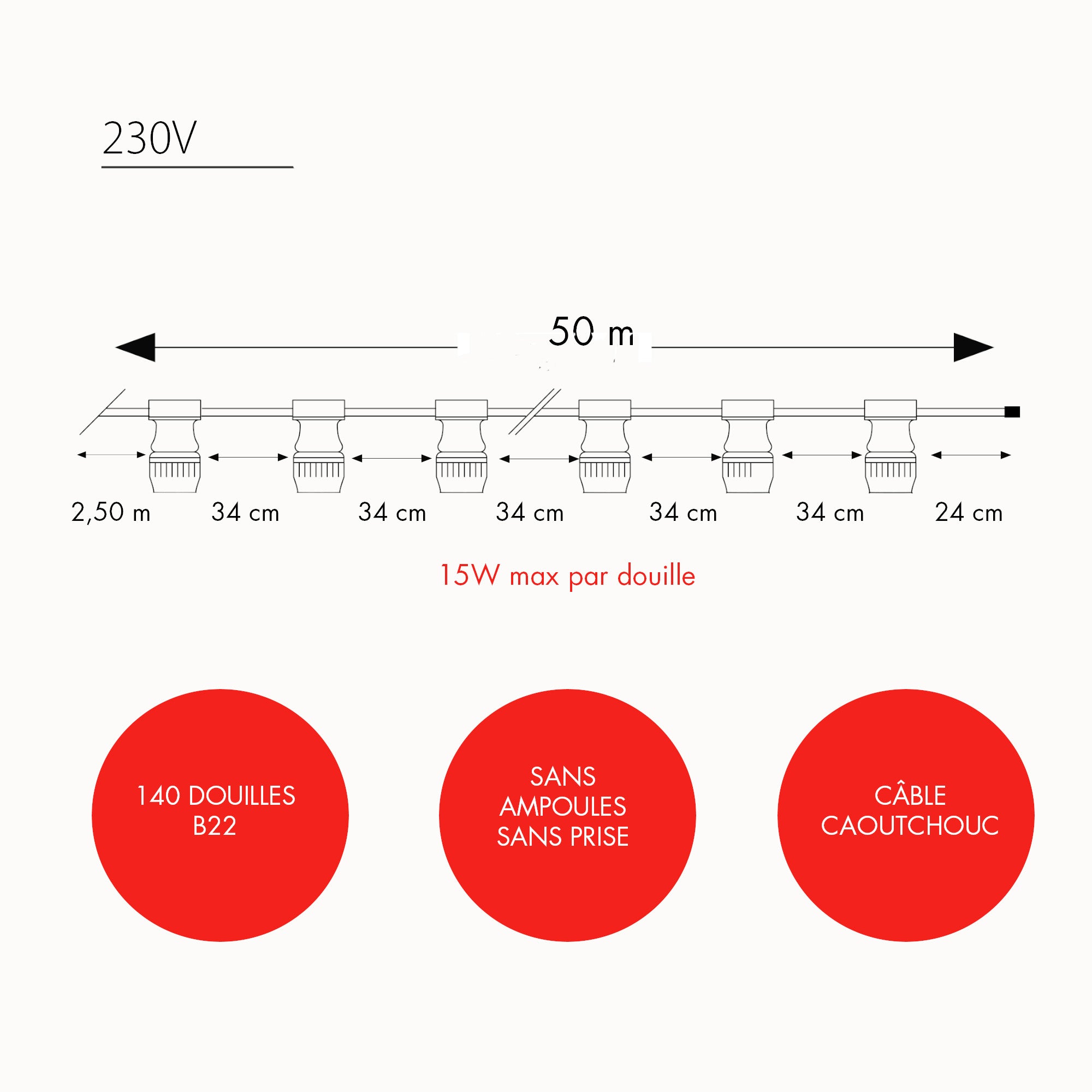 Guirlande Guinguette B22 L50m